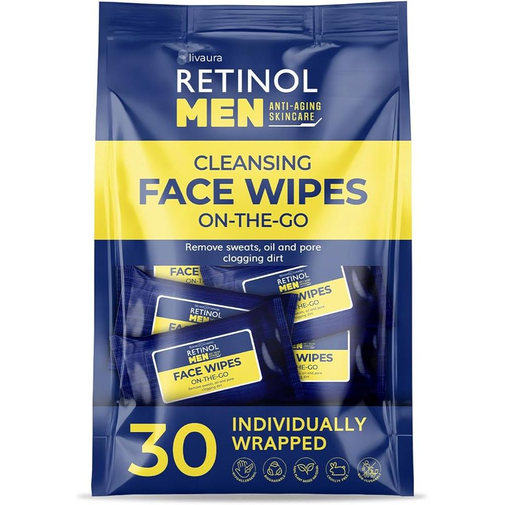 Retinol Men On-The-Go Cleansing Face Wipes