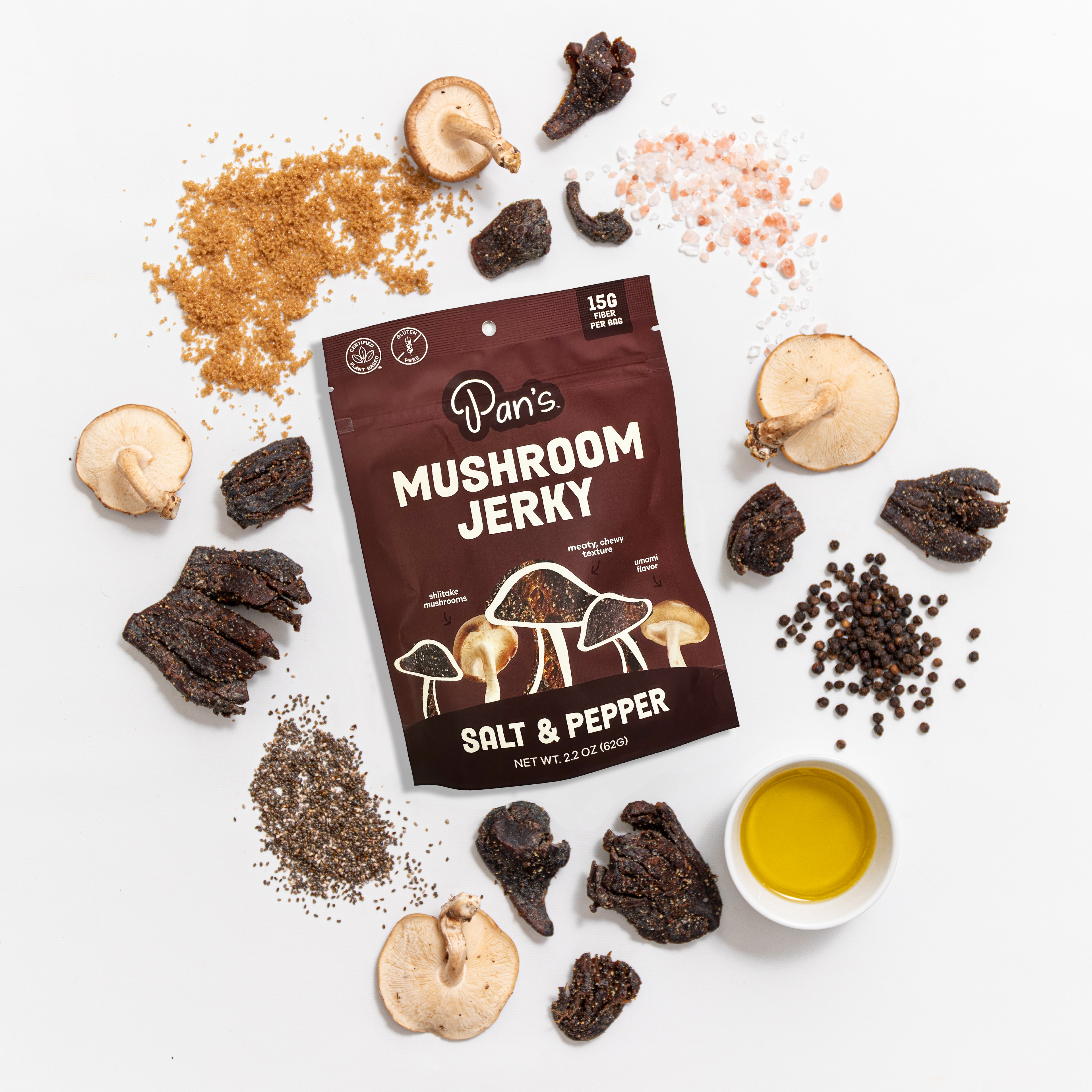 Pilz-Jerky mit Salz und Pfeffer